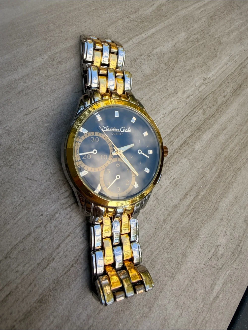 Montres Carlo Quartz Men's Two-Tone Black & Gold Watch